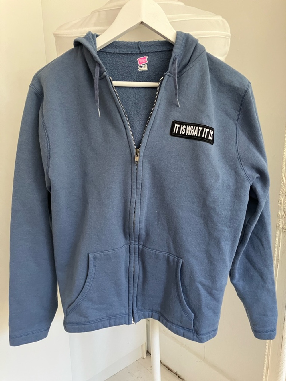 Hanes Blue Zip-Up Hooded Jacket with Patch